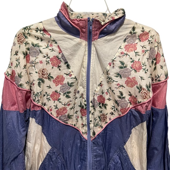 Vintage 90s Bolo Spirit Lavender Flowers Windbreaker Jacket Size Large - Picture 4 of 14